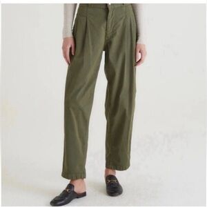 Edwin Isla Pleated Trousers Juniper Olive Green High Rise Pants 32x28
